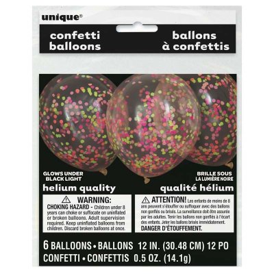 Luftballon Neon-Konfetti, 6 Stück