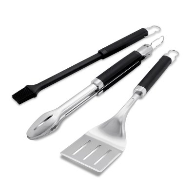 Weber Premium Grillbesteck, 3-teilig, Edelstahl, Schwarz