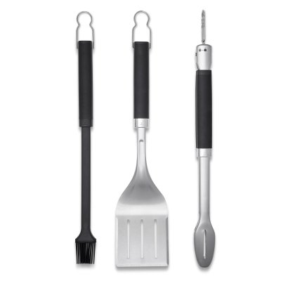 Weber Premium Grillbesteck, 3-teilig, Edelstahl, Schwarz