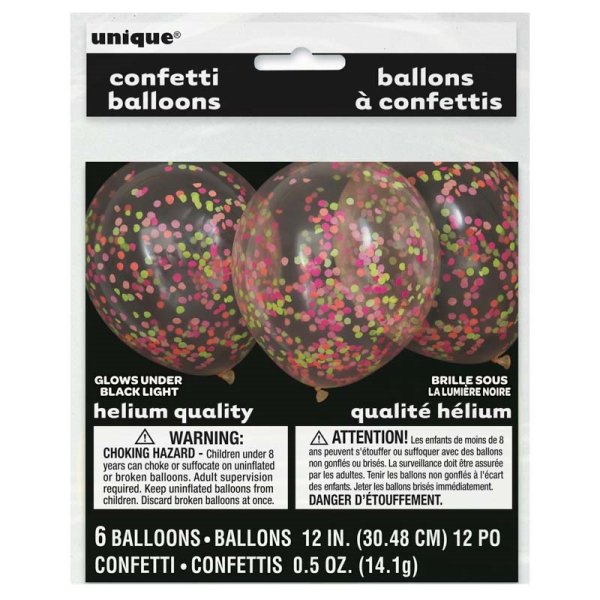 Luftballon Neon-Konfetti, 6 Stück