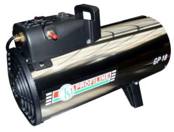 TGO Gas-Heizgebläse 11-18 kW regelbar, Edelstahl, mit Schlauch und Regler