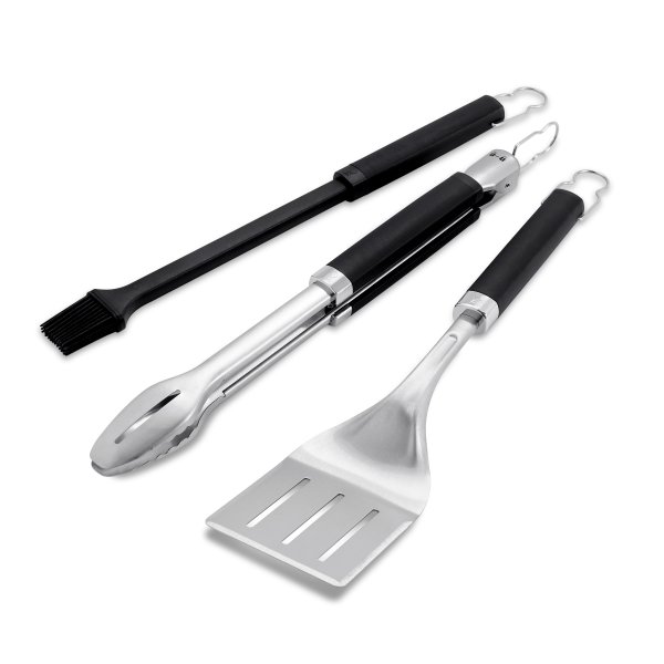 Weber Premium Grillbesteck, 3-teilig, Edelstahl, Schwarz